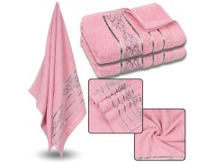 sarcia.eu Ružová bavlnená uterák s ozdobnou vyšívanou, sivou vyšívanou 48x100 cm x2