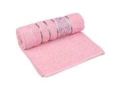 sarcia.eu Ružová bavlnená uterák s ozdobnou vyšívanou, sivou vyšívanou 48x100 cm x1
