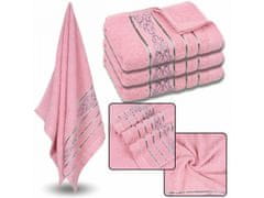 sarcia.eu Ružová bavlnená uterák s ozdobnou vyšívanou, sivou vyšívanou 48x100 cm x3