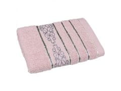 sarcia.eu Ružová bavlnená uterák s ozdobným vyšívaním, sivé vyšívanie 48x100 cm x1