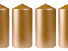 LAALU Sada 4 ks: Sviečky kovovo zlaté 4 x 6 cm