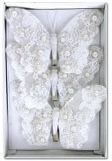 LAALU Sada 3 dekorácií: motýli biely mix 12 cm