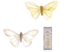 LAALU Sada 6 dekorácií: motýli bielo-žltá zmes 10 cm