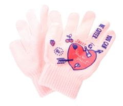ewena Detské teplé prstové rukavice s motívom - rôzne farby, Farba: Ružová svetlá