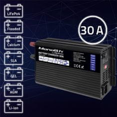 Qoltec Inteligentná profesionálna monolitická nabíjačka pre LiFePO4 AGM GEL SLA batérie | 30A | 12V