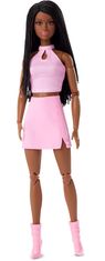 Mattel Barbie Looks S copánky v růžovém outfitu HRM13