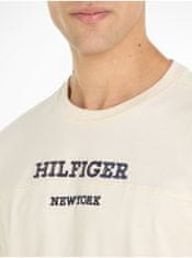 Tommy Hilfiger Béžové pánske tričko Tommy Hilfiger Monotype Sleeve Colourblock M