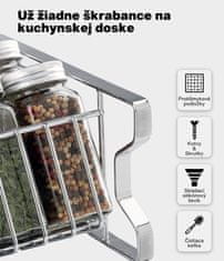 Deco Haus Stojan na korenie s nádobami - 3-úrovňový kovový stojan - 48 štítkov, kefka, lievik, háčiky-chróm