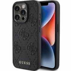 Guess Leather Stamped kryt na iPhone 15 Pro, čierny