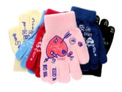 ewena Detské teplé prstové rukavice s motívom - rôzne farby, Farba: Bordová