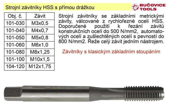 Bučovice Tools a.s. Strojní závitník M16x2,0 HSS přímá drážka klasický závit