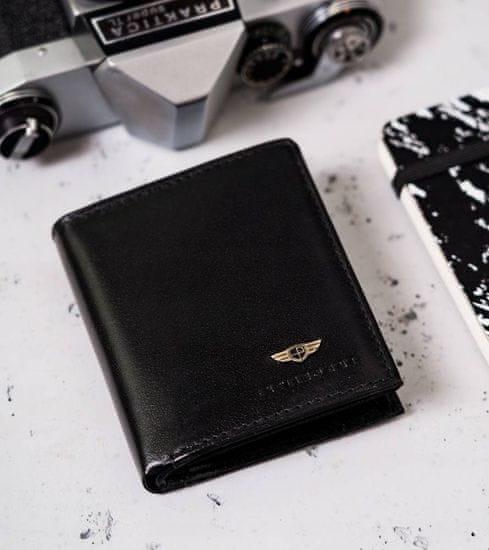 Peterson Pánska kožená peňaženka zabezpečená technológiou RFID Kozár čierna