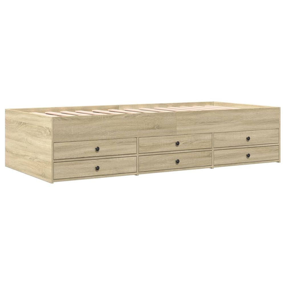 Vidaxl Denná posteľ so zásuvkami dub sonoma 90x190 cm kompozitné drevo