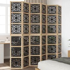 shumee Paraván, 6 panelov, hnedo čierny, masívne drevo paulovnie