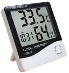 ISO LCD elektronický teplomer a vlhkomer, hodiny, budík, 3466