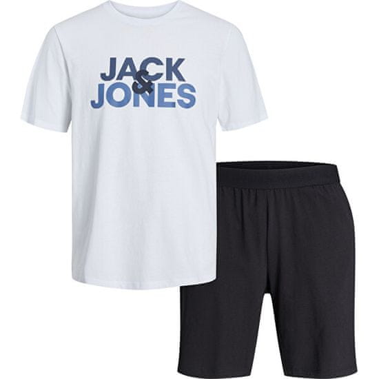 Jack&Jones Pánske pyžamo JACULA Standard Fit 12255000 White/Shorts Bia