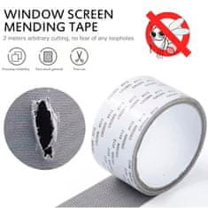 Netscroll Samolepiaca mriežková páska na rôzne opravy, opravná páska je dlhá 2 m a široká 5 cm, odolná voči počasiu, zo sklených vlákien, na opravu sietí, komárov, RepTape