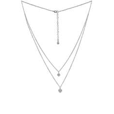 Silvego Dvojitý strieborný náhrdelník s príveskami srdca s Brilliance Zirconia MSS165N