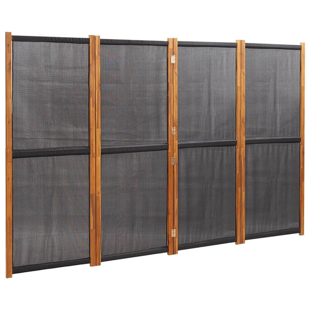 Vidaxl 4-panelový paraván čierny 280x180 cm