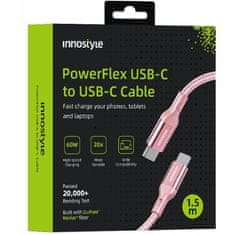 Innostyle Innostyle Powerflex Usb-C Rýchlonabíjací Kábel Pre Iphone Samsung 3A 60W Kevlar 2M Ružový