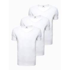 OMBRE Jednofarebné pánske tričko - biele 3-pack GRIFFIN MDN24827 XXL