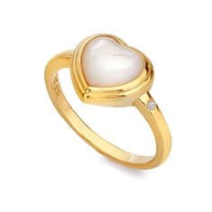 Hot Diamonds Pozlátený prsteň s diamantom a perleťou Jac Jossa Soul DR284 (Obvod 52 mm)