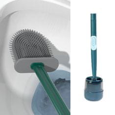 Casavibe Hygienická silikónová kefa na toaletu, sada držiakov na domáce použitie, so zabudovaným dávkovačom mydla, nástenný a bezdierový dizajn s dávkovačom tekutiny