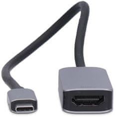 Nedis adaptér USB-C - HDMI, 8K@60Hz, 0.2m, šedá