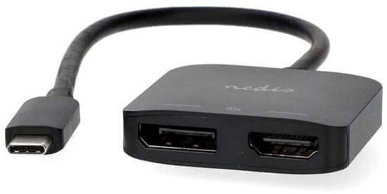 Nedis adaptér USB-C - Displayport/HDMI, 0.2m, čierna
