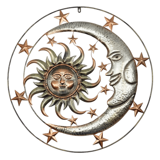 Závesná dekorácia kovové slnko + mesiac