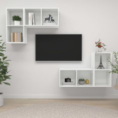 Vidaxl Nástenné TV skrinky 4 ks lesklé biele drevotrieska