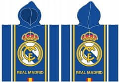 FAN SHOP SLOVAKIA Pončo Real Madrid FC s kapucňou, modré, bavlna, 55x110 cm