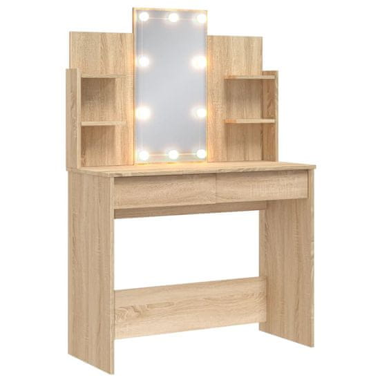 Vidaxl Toaletný stolík s LED svetlami dub sonoma 96x40x142 cm