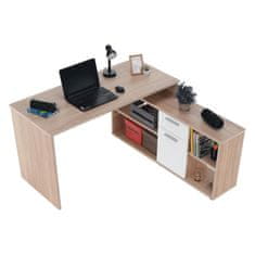 KONDELA PC stôl, dub sonoma/biela, NOE NEW