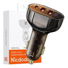 Mcdodo Mcdodo CC-2300 nabíjačka do auta, 2xUSB + USB-C, s displejom, 100 W (čierna)