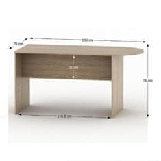 KONDELA Zasadací stôl s oblúkom 150, dub sonoma, TEMPO ASISTENT NEW 022