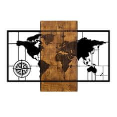 Dalenor Nástenná dekorácia World Map, 85 cm, hnedá