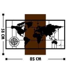 Dalenor Nástenná dekorácia World Map, 85 cm, hnedá