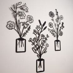 Dalenor Nástenná dekorácia Flowers, 50 cm, čierna