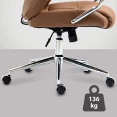 BHM Germany Kancelárska stolička Salford, pravá koža, svetlo hnedá