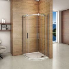 H K Štvrťkruhový sprchovací kút DIAMOND S4 90 cm s dvojdielnymi posuvnými dverami L/P variant vrátane sprchovej vaničky z liateho mramoru