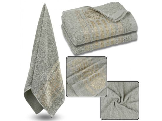 sarcia.eu Mätový bavlnený uterák so zlatou výšivkou, uterák na ruky 48x100 cm x2