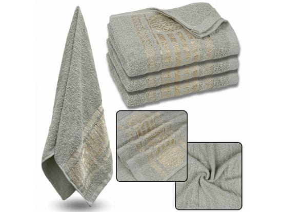 sarcia.eu Mätový bavlnený uterák so zlatou výšivkou, uterák na ruky 48x100 cm x3