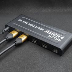 Qoltec Aktívny rozdeľovač 4 x HDMI 4K x 2K | 3,4 Gb/s | Vysoká stabilita