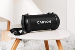 Canyon bezdrôtový reproduktor, BT V5.0, Jieli AC6925B, FM, 3.5mm AUX, 8,5 W 1500mAh batéria, čierna