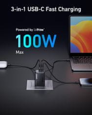 Anker Sieťová nabíjačka 100W, Prime GaN (3 zásuvky), USB-C x2 / USB-A