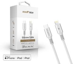 RhinoTech LITE kábel USB-C - Lightning, MFi, nylonový oplet, 1.2m, strieborná