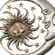 Závesná dekorácia kovové slnko + mesiac