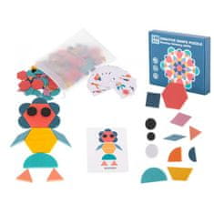 KIK Drevené puzzle MONTESSORI, farebné mozaikové tvary, 180 dielikov