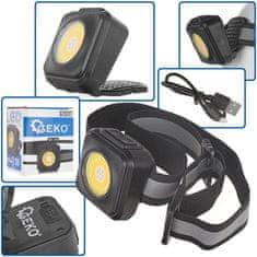 Keltin Čelovka reflektorová LED COB 3W, 500mAh, s nastaviteľnou hlavou, USB nabíjanie, nárazuvzdorná G15117